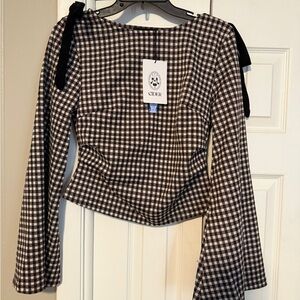 Cider Black and White Gingham Blouse